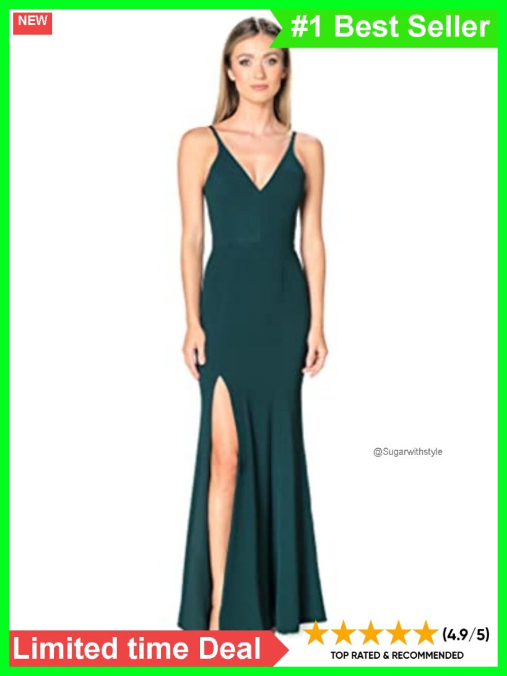 Iris Spaghetti Strap Plunging Long Dress